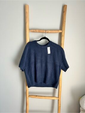 Abercrombie & Fitch Short Sleeve Crewneck Sweater - Navy Blue